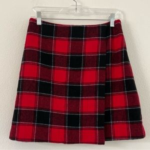 Talbots Vibrant Red and Black Checkered Mini Skirt